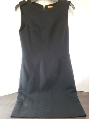 Tory Burch Beverly Sleeveless Sheath Dress | Size 6 | Black | Gold Details
